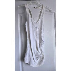 Michael Stars White Ruched V Neck Racerback Terry Tank Top Style 0561 One Size